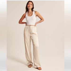 Abercrombie Satin Pull-On Wide Leg Pants